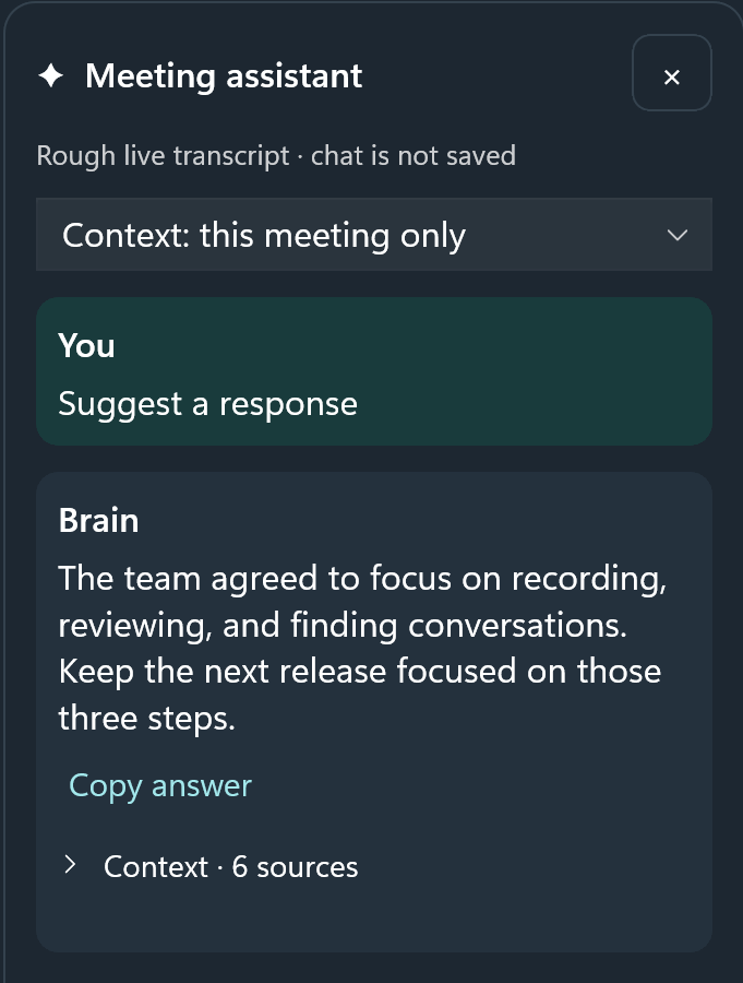 Detail cropped from the actual Windows meeting assistant.
